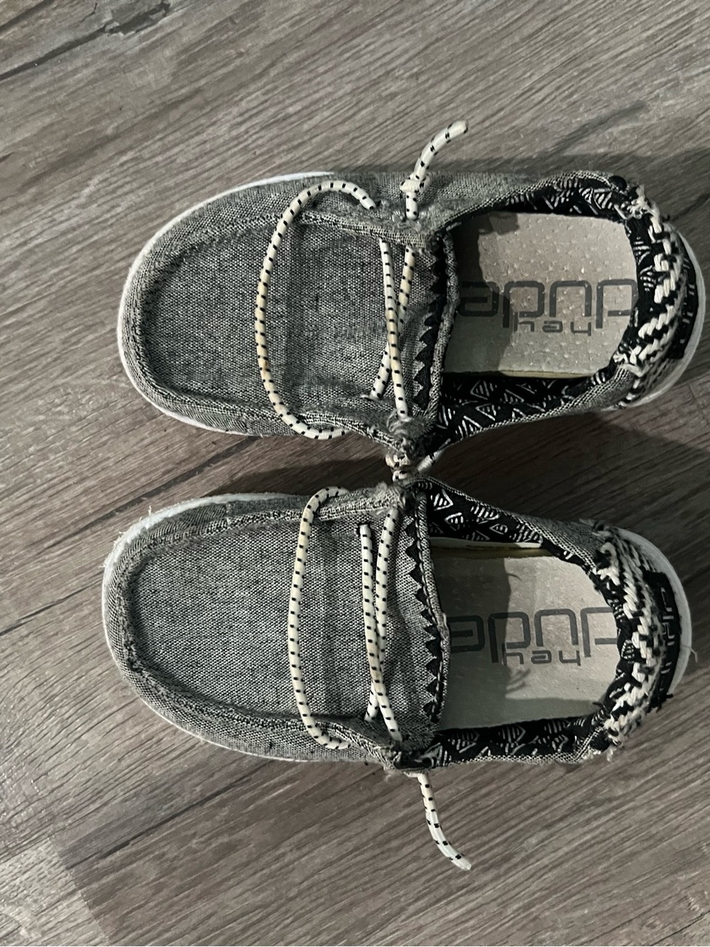 Hey Dude Grey Kids Slip-On Sneakers with Patterned Collar